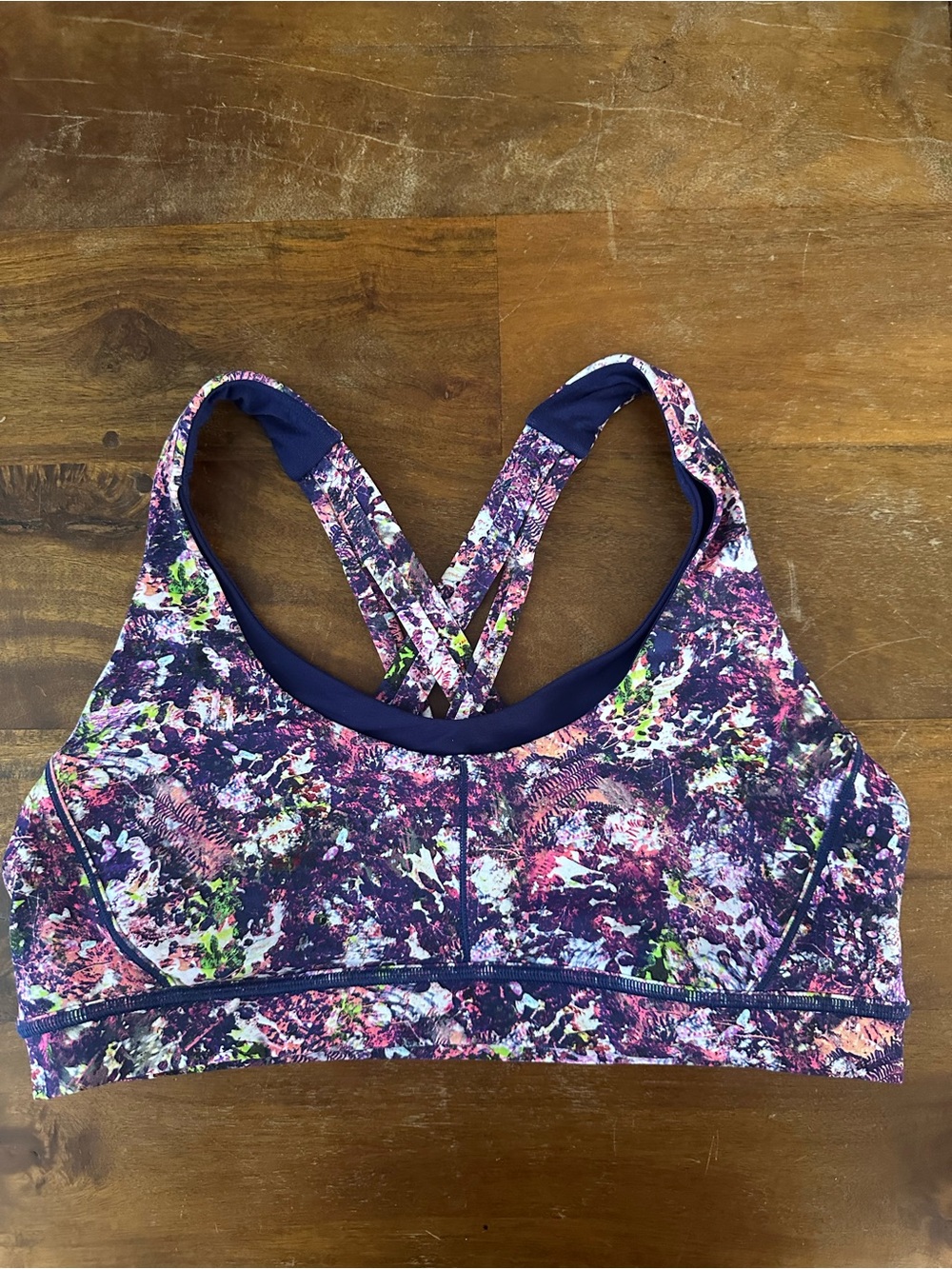 Lululemon Energy Women’s Floral Print Sports Bra - Purple Multicolor size 10